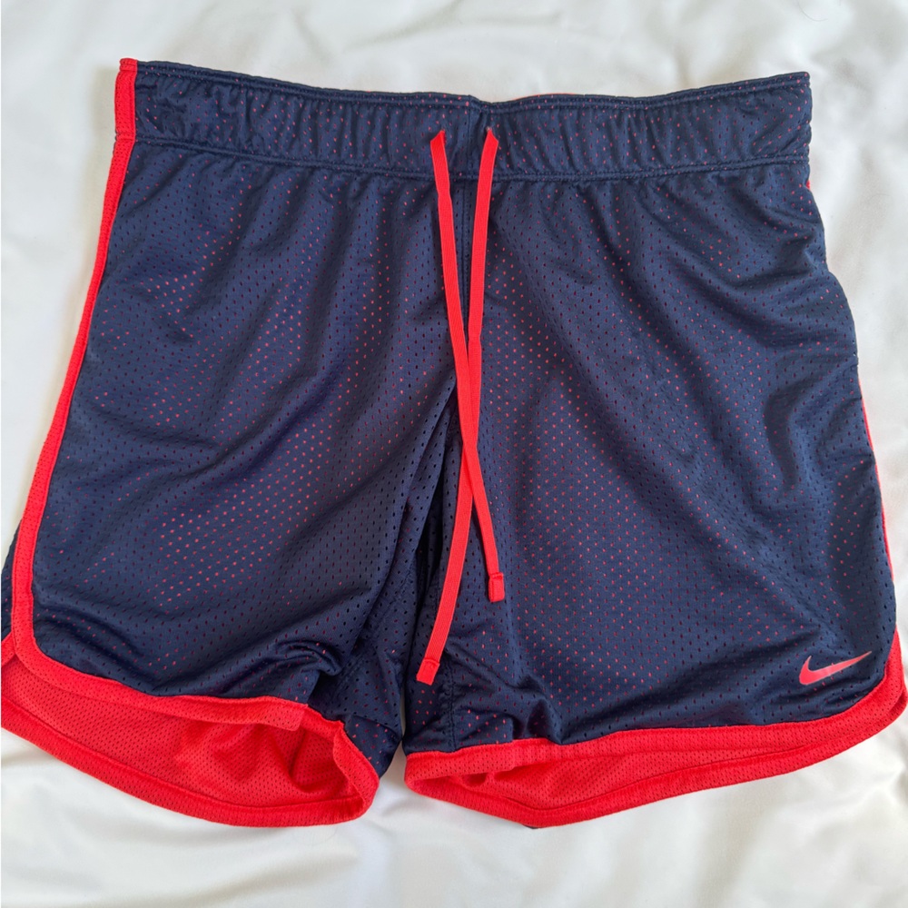 Nike Red Athletic Shorts with Navy Liner